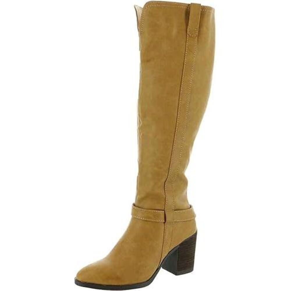 MIA Womens Yellow Elastic Pull Tabs Hamilton Almond Toe Block Heel Boots 8 M